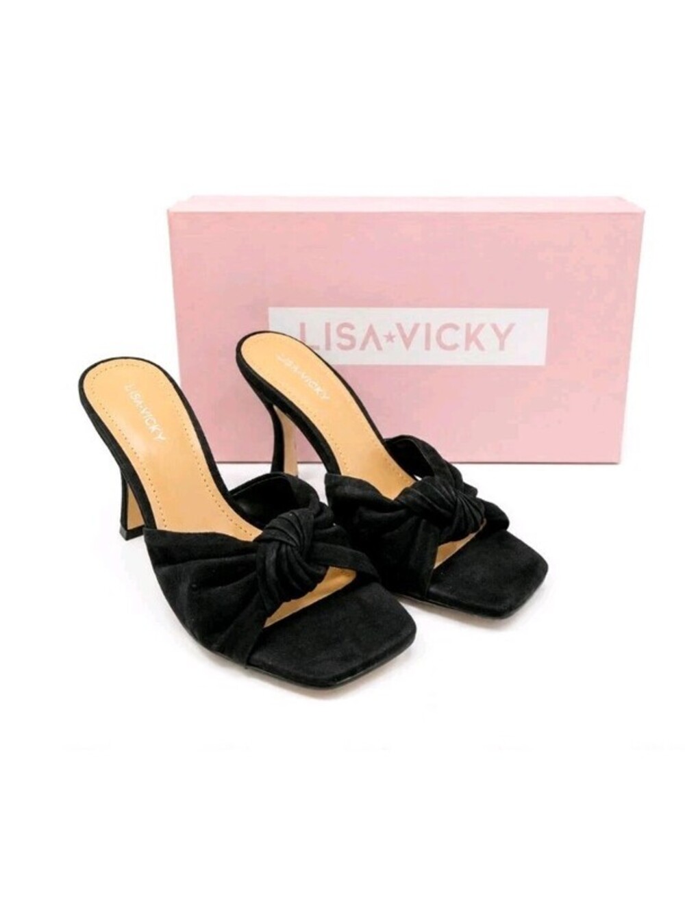 Lisa Vicky Amplify Women's Black Suede Slip On Sandal Size 8 NEW